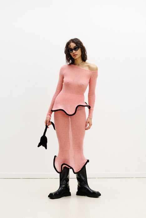 GINNY ALPACA WAVY MIDI SKIRT