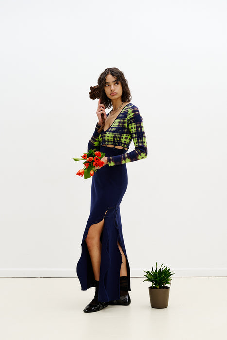 ROSIE COLORBLOCK V-NECK LONG DRESS