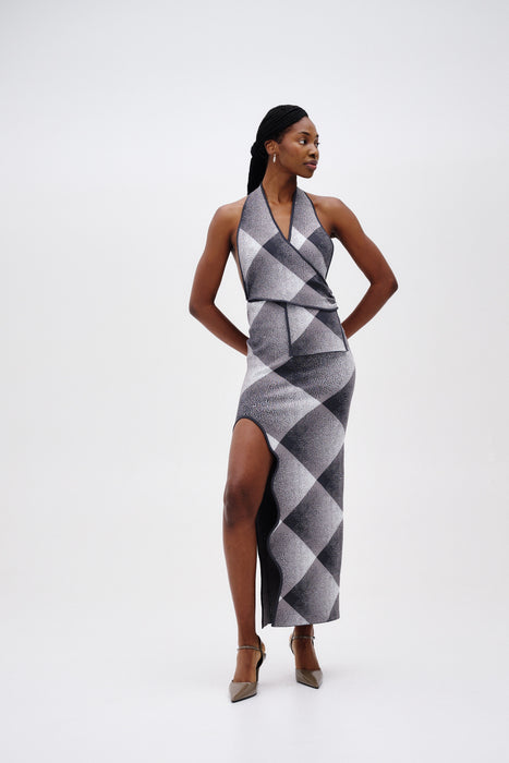 KIWI HALTER NECK WRAP DRESS