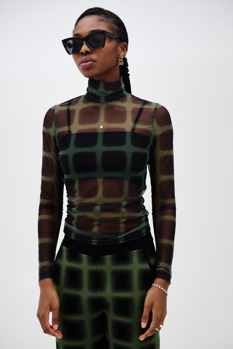 SULLEY PLAID TURTLENECK TOP