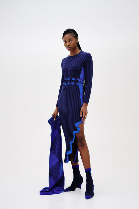 ASTER PLEATED DRESS WITH WAVY SLIT