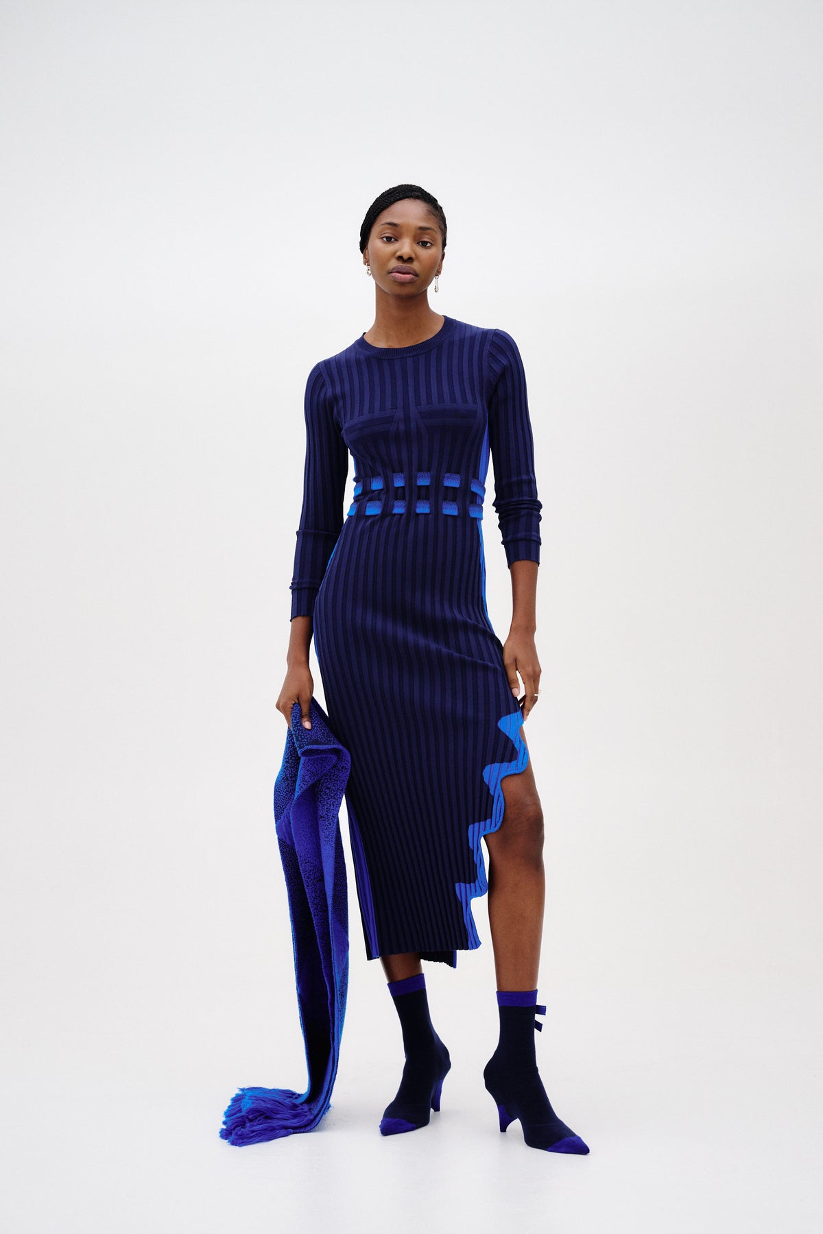 ASTER PLEATED DRESS WITH WAVY SLIT L ASTER PLEATED DRESS WITH WAVY SLIT L
