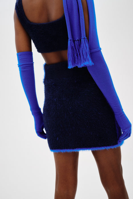 USHER FAUX FUR WAVY MINI SKIRT