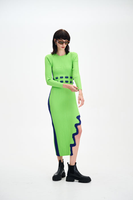 ASTER LONG SLEEVE PLEATED DRESS