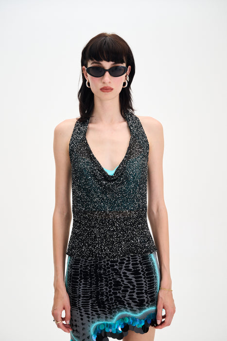 ELEKTRA SEQUINS HALTER TOP