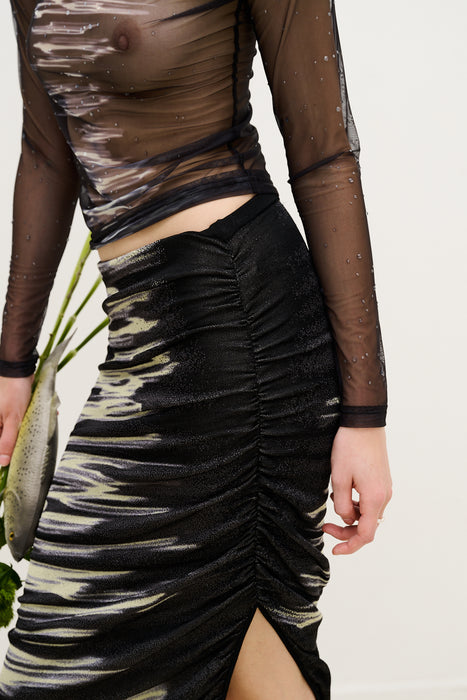 NILE LAKE PRINT LONG SKIRT DRESS