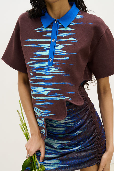 EBONY WAVY POLO SHIRT