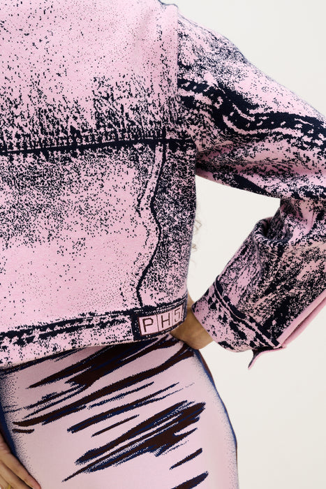 CHITAL DENIM PRINT CROPPED JACKET