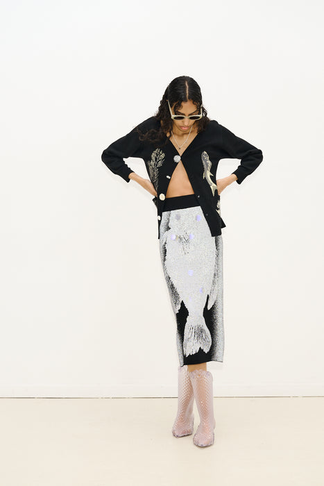 COLEY FLASHLIGHT REFLECTIVE MIDI SKIRT