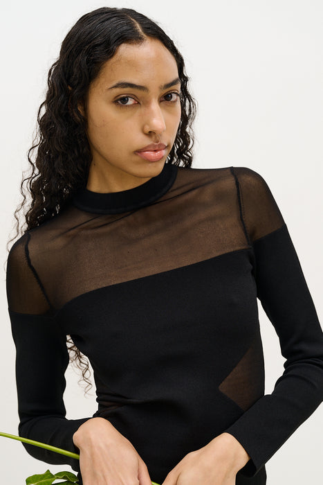 BLENNY LONG SLEEVE SHEER PULLOVER