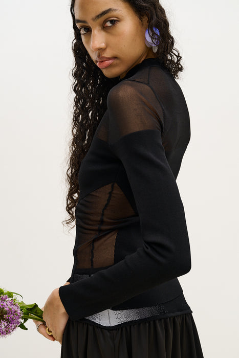 BLENNY LONG SLEEVE SHEER PULLOVER