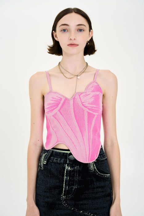 CAMELLIA DENIM PRINT TANK TOP