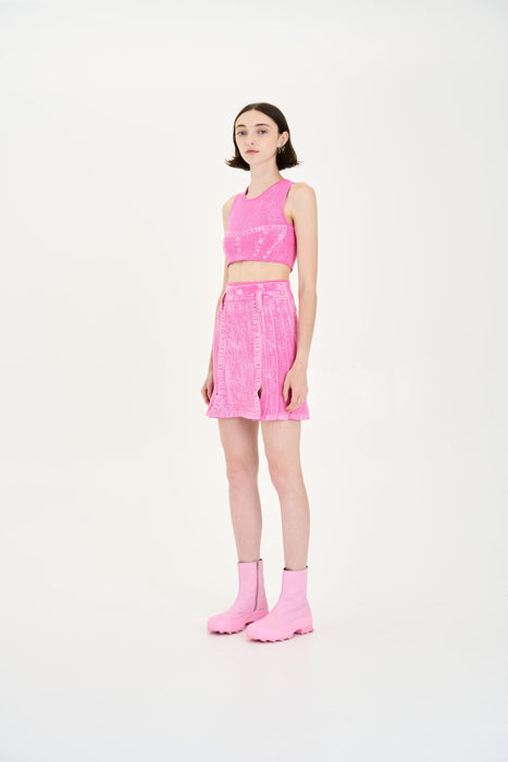 DAHLIA DENIM PRINT CARWASH SKIRT