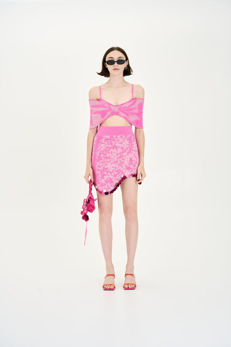 TULIP DENIM PRINT BRA TOP