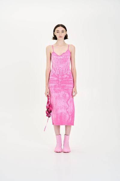 pink tank dress JASMINE DENIM PRINT TANK DRESS S