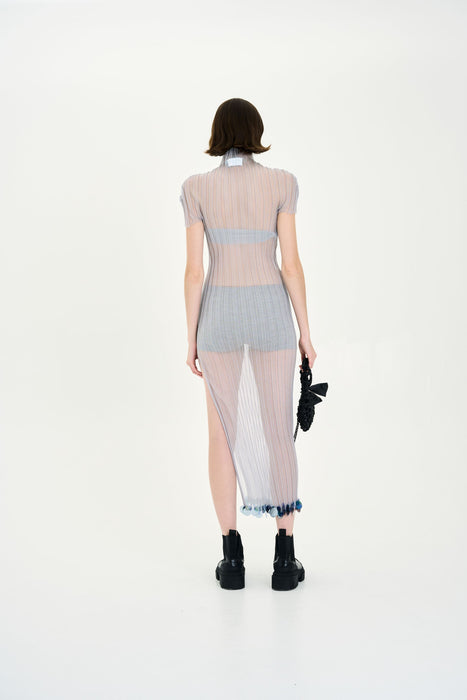 ERICA ORGANZA PLEATED SHEER DRESS