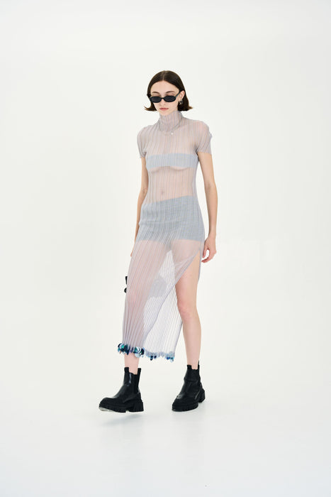 ERICA ORGANZA PLEATED SHEER DRESS