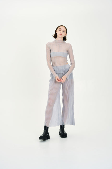 JUWON ORGANZA PLEATED SHEER TOP