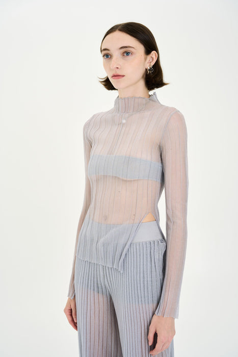 JUWON ORGANZA PLEATED SHEER TOP