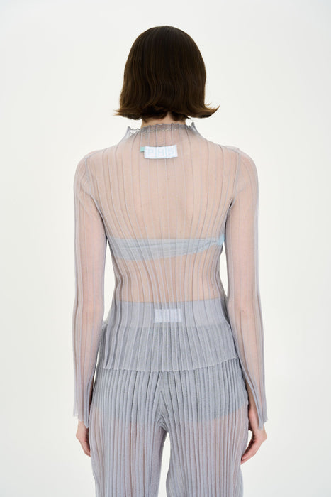 JUWON ORGANZA PLEATED SHEER TOP