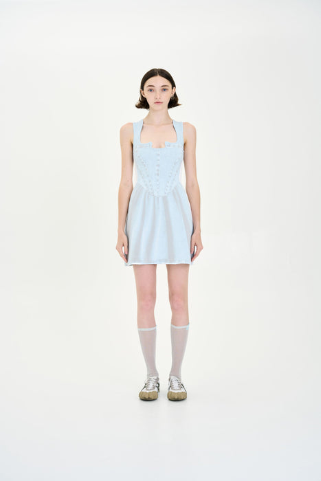 POPPY DENIM PRINT MINI TANK DRESS