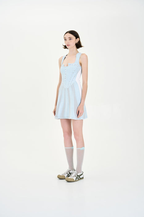 POPPY DENIM PRINT MINI TANK DRESS