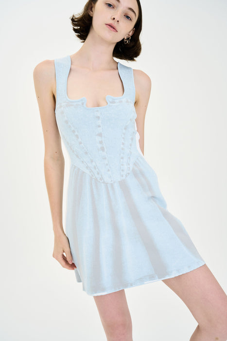 POPPY DENIM PRINT MINI TANK DRESS