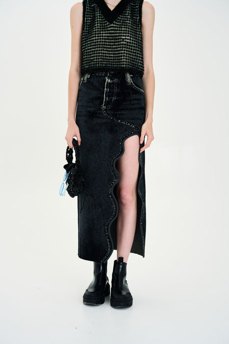 Retro Fashion Long black denim skirt - Shoptery | Black denim skirt, Skirts,  Harajuku outfits