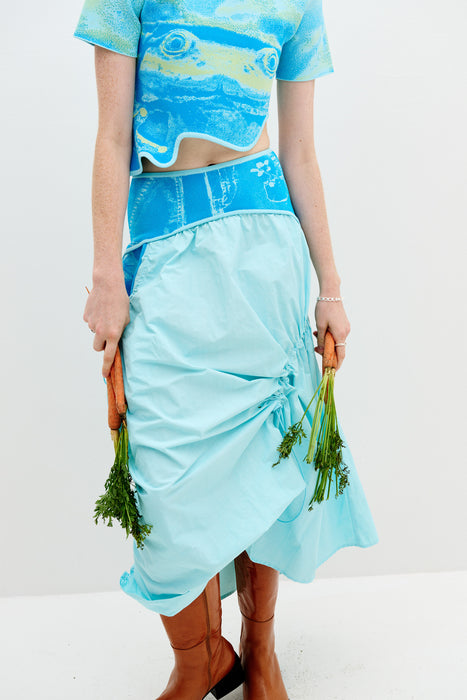 PEONY MIXED MEDIA MAXI SKIRT