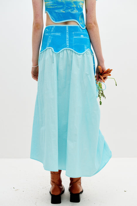 PEONY MIXED MEDIA MAXI SKIRT