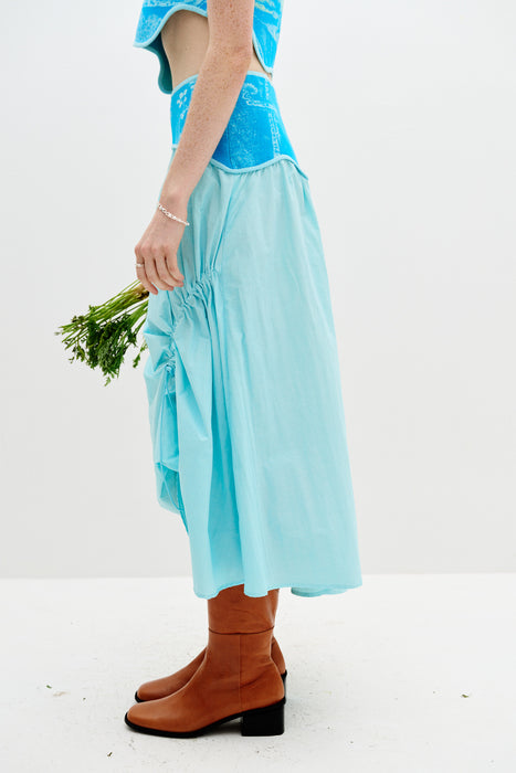 PEONY MIXED MEDIA MAXI SKIRT