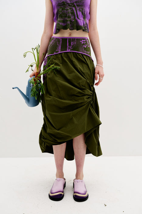 PEONY MIXED MEDIA MAXI SKIRT