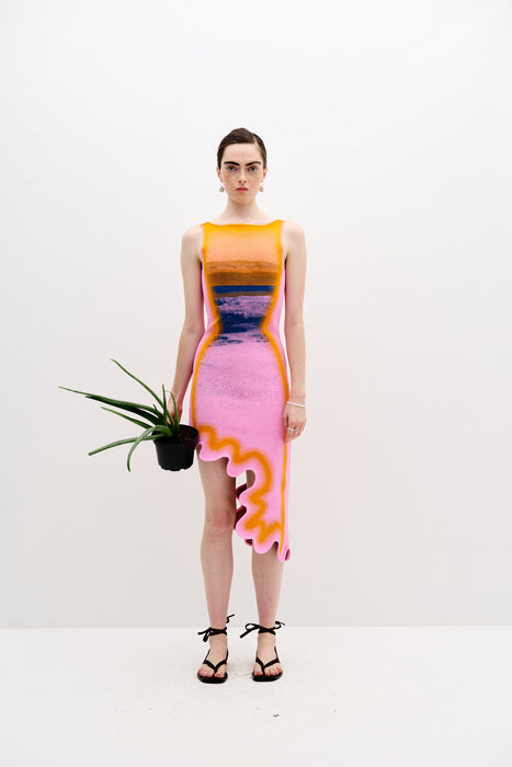 HAZEL REVERSIBLE WAVY ASYMMETRIC DRESS S