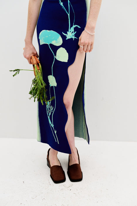Iris Flower Print Maxi Tank Dress L Iris Flower Print Maxi Tank Dress L