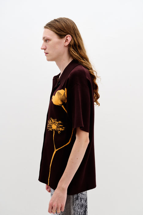 AMBER FLOWER PRINT OVERSIZED POLO SHIRT