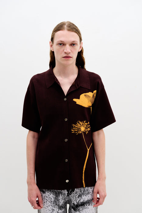 AMBER FLOWER PRINT OVERSIZED POLO SHIRT