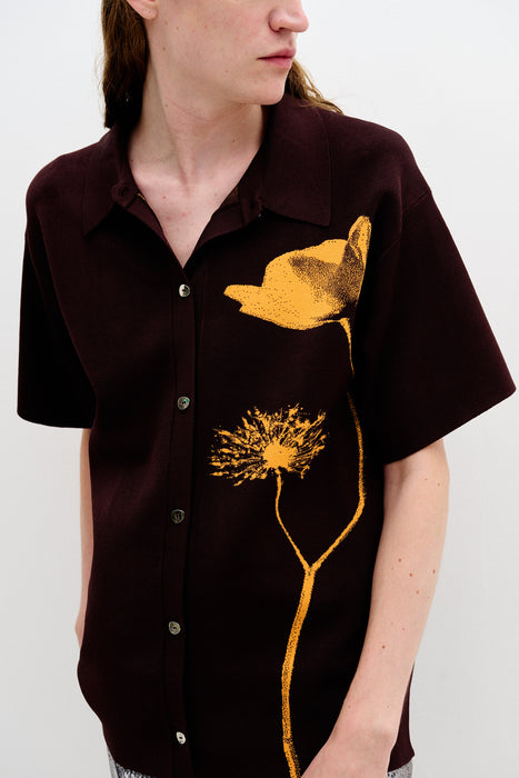 AMBER FLOWER PRINT OVERSIZED POLO SHIRT