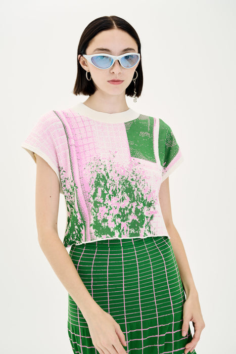 RABENDA TREE PRINT BOXY CROPPED TOP