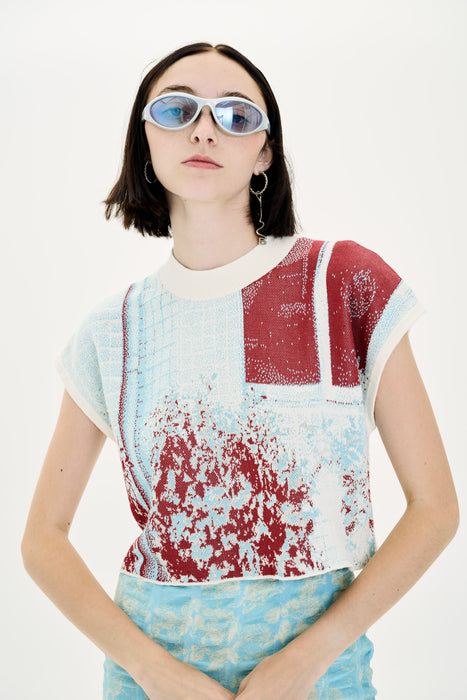 RABENDA TREE PRINT BOXY CROPPED TOP