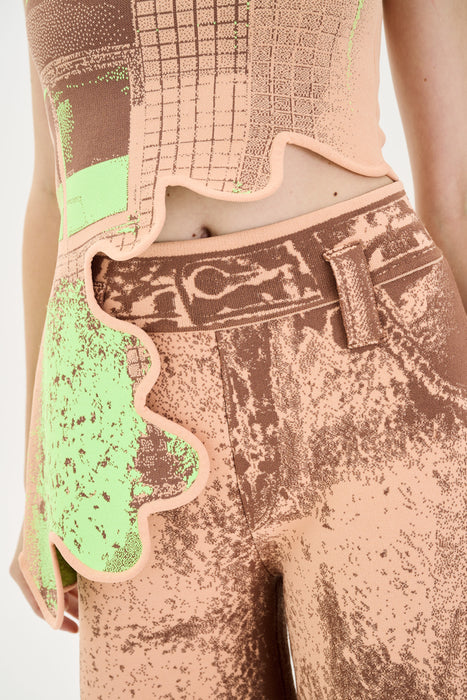 LYCHEE FAKE DENIM PRINT SHORTS