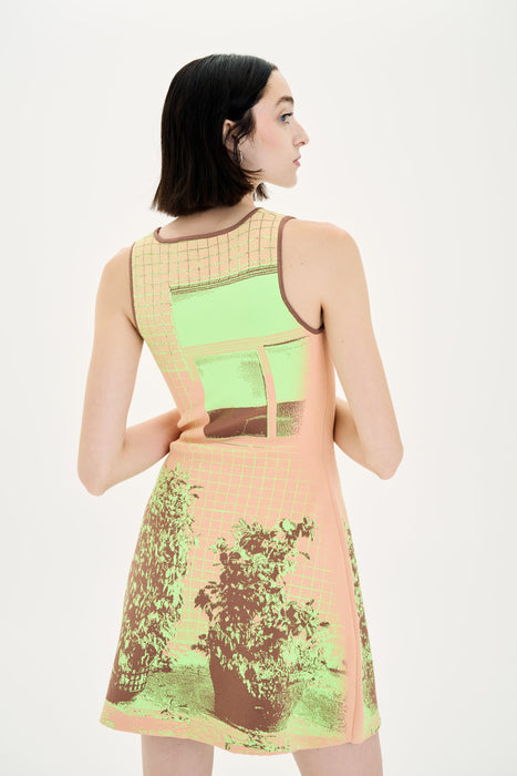 HIBISCUS WINDOW PRINT A-LINE TANK DRESS