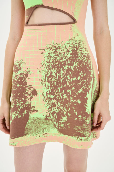 HIBISCUS WINDOW PRINT A-LINE TANK DRESS