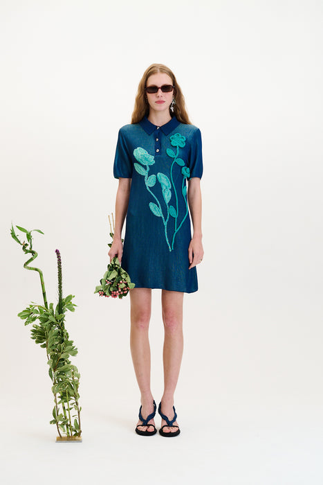 crochet polo dress Mersea Women's Paley Polo Crochet Dress by in Ecru/Navy