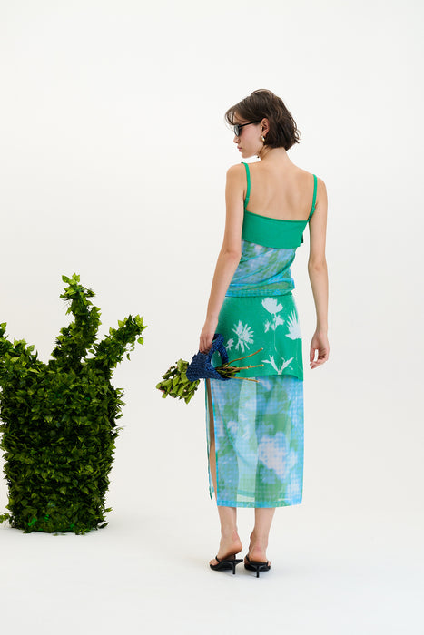 MAIZE FLOWER PRINT TANK TOP