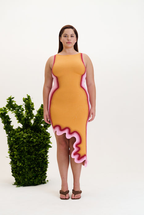 ASTER REVERSIBLE WAVY ASYMMETRIC DRESS