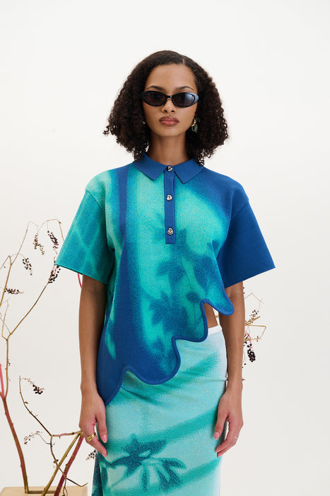 EBONY WAVY POLO SHIRT