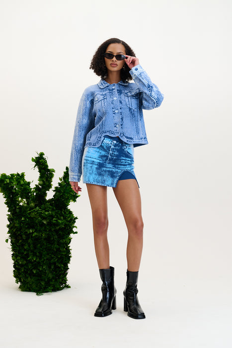 HANA DENIM PRINT OVERSIZED JACKET