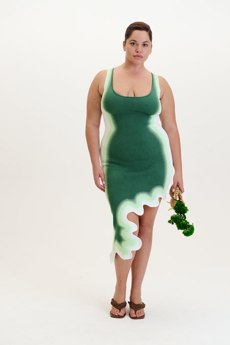 ASTER REVERSIBLE WAVY ASYMMETRIC DRESS