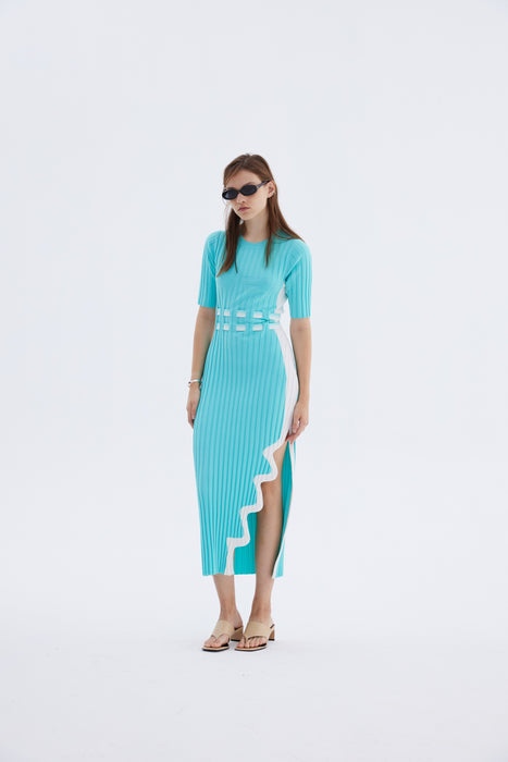 knee length dresses for ladies Haddy Pleated Midi Dress in Navy main image 1