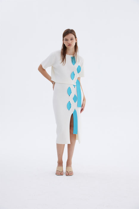 ALICE SHORT SLEEVE CROP TOP WITH TRAVELING RIBS